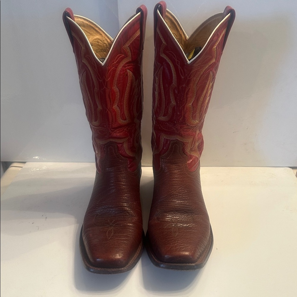 Tony Lama Red and Tan Leather Interior